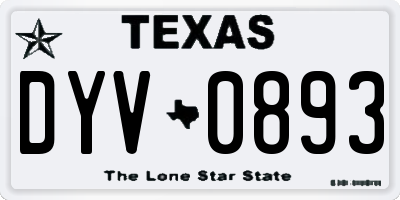 TX license plate DYV0893