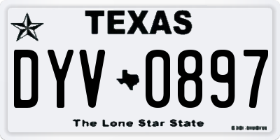 TX license plate DYV0897