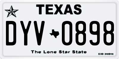 TX license plate DYV0898