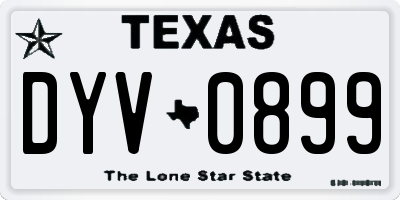 TX license plate DYV0899