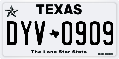 TX license plate DYV0909