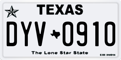 TX license plate DYV0910