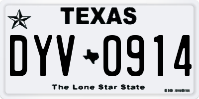 TX license plate DYV0914