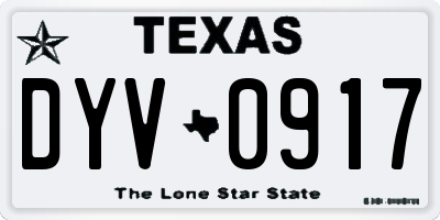 TX license plate DYV0917