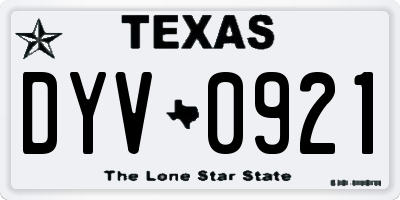 TX license plate DYV0921