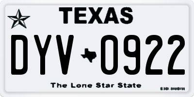 TX license plate DYV0922
