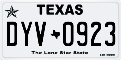 TX license plate DYV0923