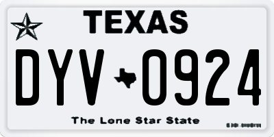 TX license plate DYV0924