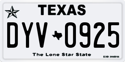 TX license plate DYV0925