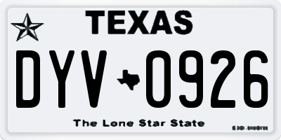 TX license plate DYV0926