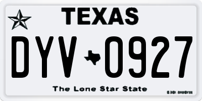 TX license plate DYV0927