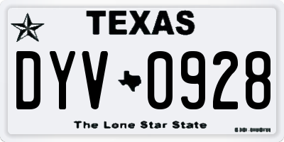 TX license plate DYV0928