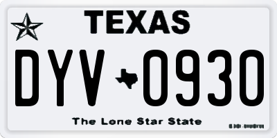 TX license plate DYV0930