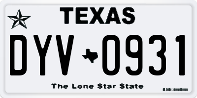 TX license plate DYV0931