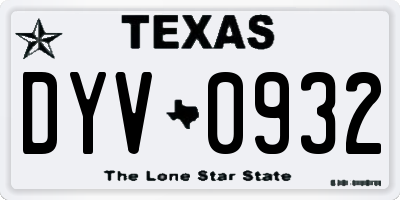 TX license plate DYV0932