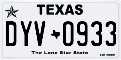 TX license plate DYV0933