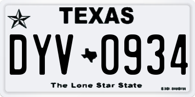 TX license plate DYV0934
