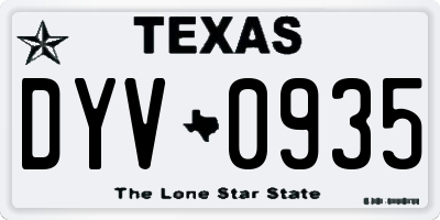 TX license plate DYV0935