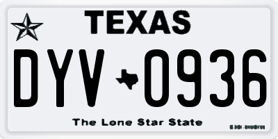 TX license plate DYV0936