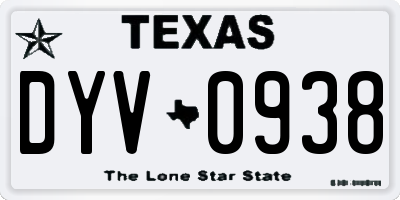 TX license plate DYV0938