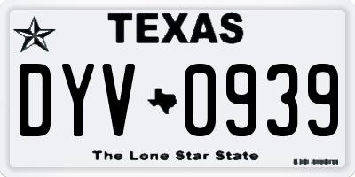 TX license plate DYV0939