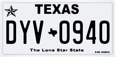 TX license plate DYV0940