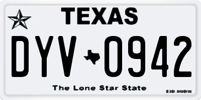 TX license plate DYV0942