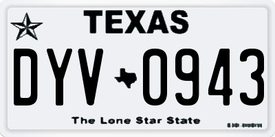 TX license plate DYV0943