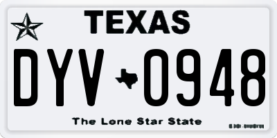 TX license plate DYV0948