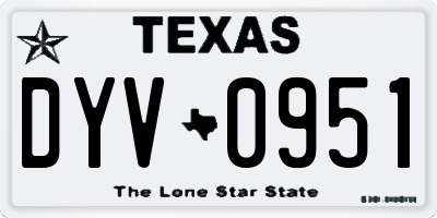 TX license plate DYV0951