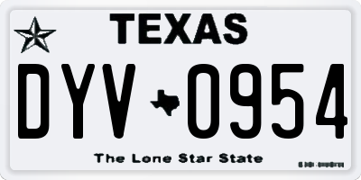 TX license plate DYV0954