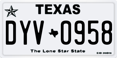 TX license plate DYV0958