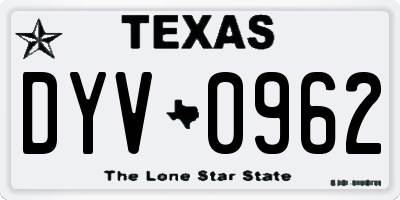 TX license plate DYV0962