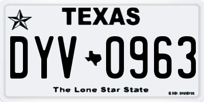 TX license plate DYV0963
