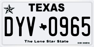 TX license plate DYV0965