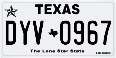TX license plate DYV0967