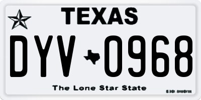 TX license plate DYV0968