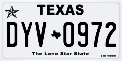 TX license plate DYV0972