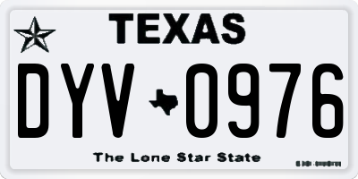 TX license plate DYV0976