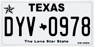 TX license plate DYV0978