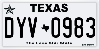 TX license plate DYV0983