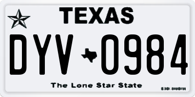 TX license plate DYV0984