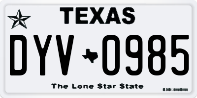 TX license plate DYV0985