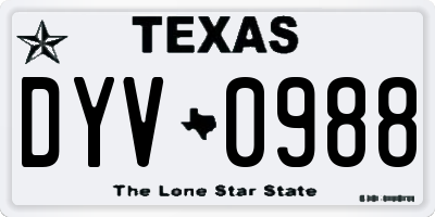 TX license plate DYV0988