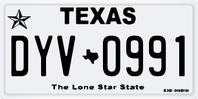 TX license plate DYV0991