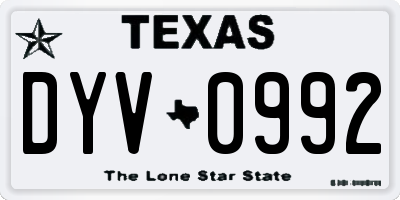 TX license plate DYV0992