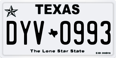 TX license plate DYV0993
