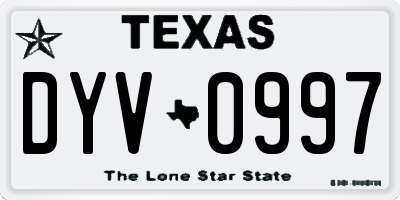 TX license plate DYV0997