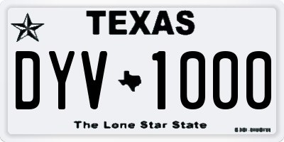 TX license plate DYV1000