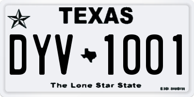 TX license plate DYV1001